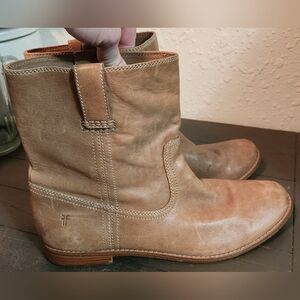 Frye Tan Leather Ankle Boots